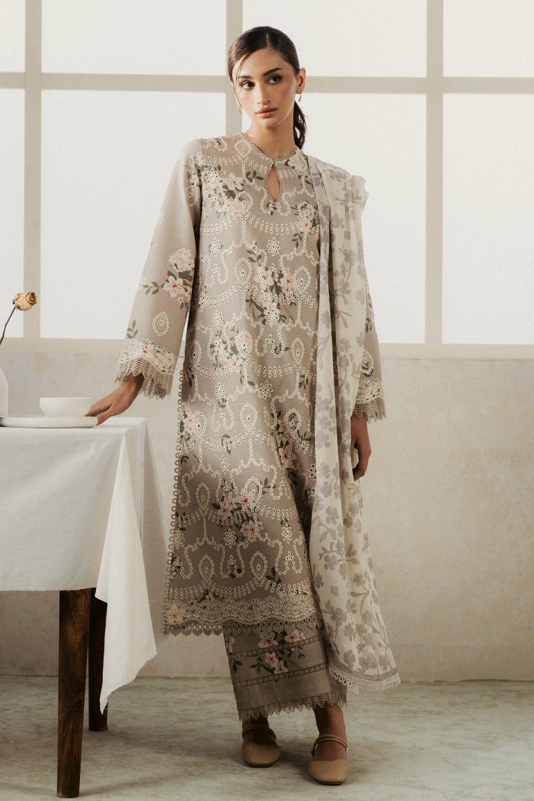 Ayzel Amore Embroidered Unstitched Lawn 3Pc Suit - PURE/OPAL