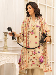 Zeenia Tehzeeb Digital Printed Linen Unstitched 3Pc Suit D-01
