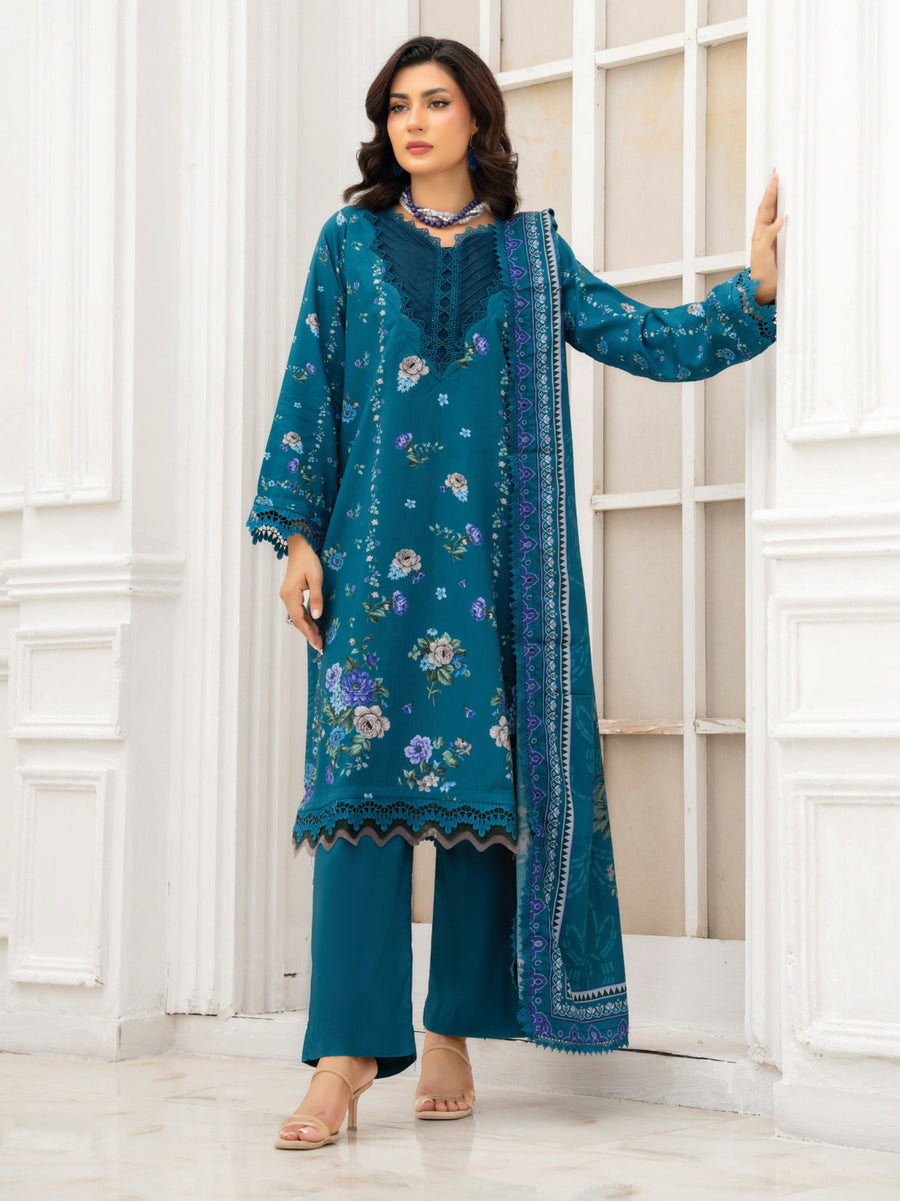 Zeenia Tehzeeb Digital Printed Linen Unstitched 3Pc Suit D-04
