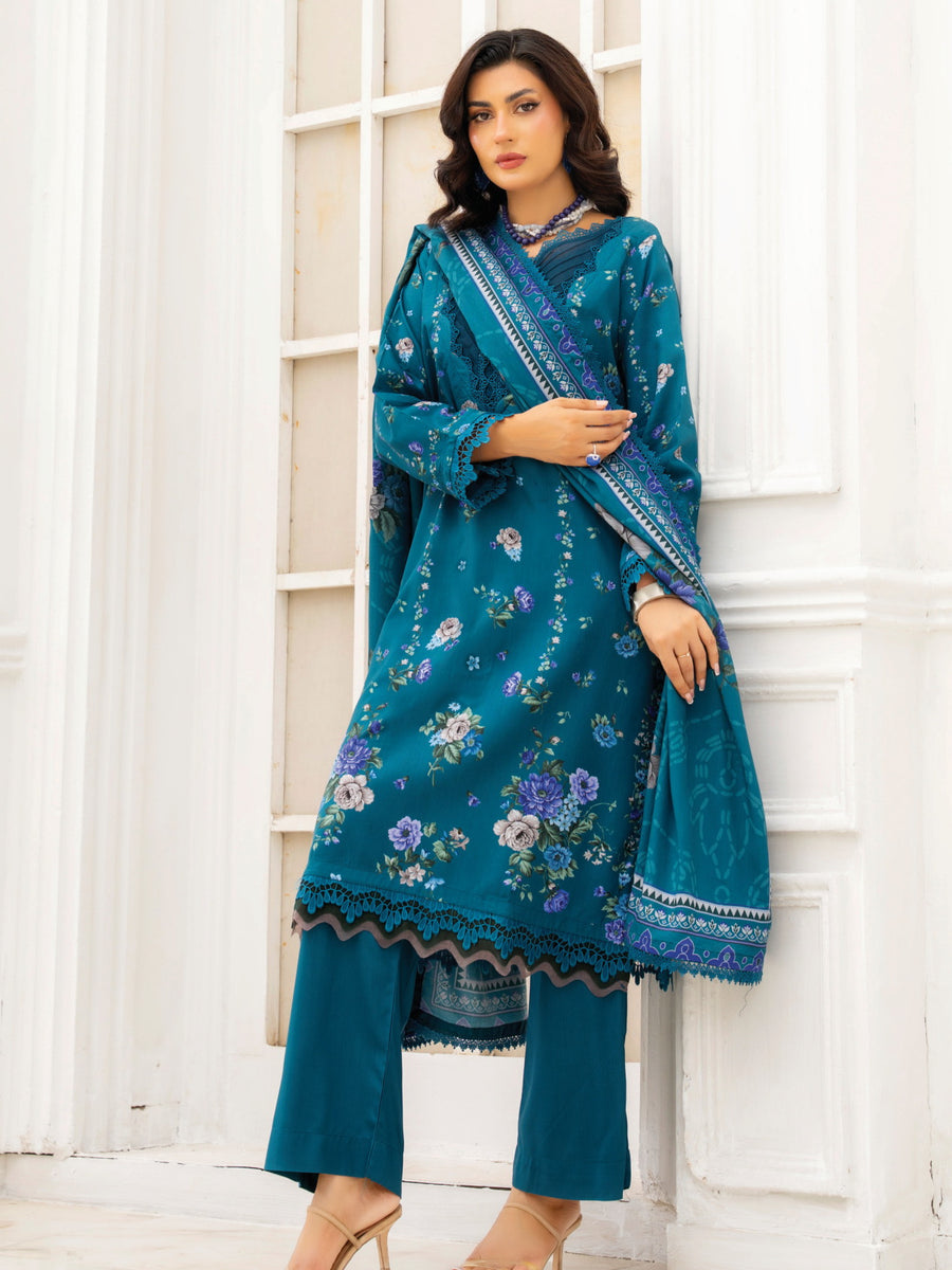Zeenia Tehzeeb Digital Printed Linen Unstitched 3Pc Suit D-04