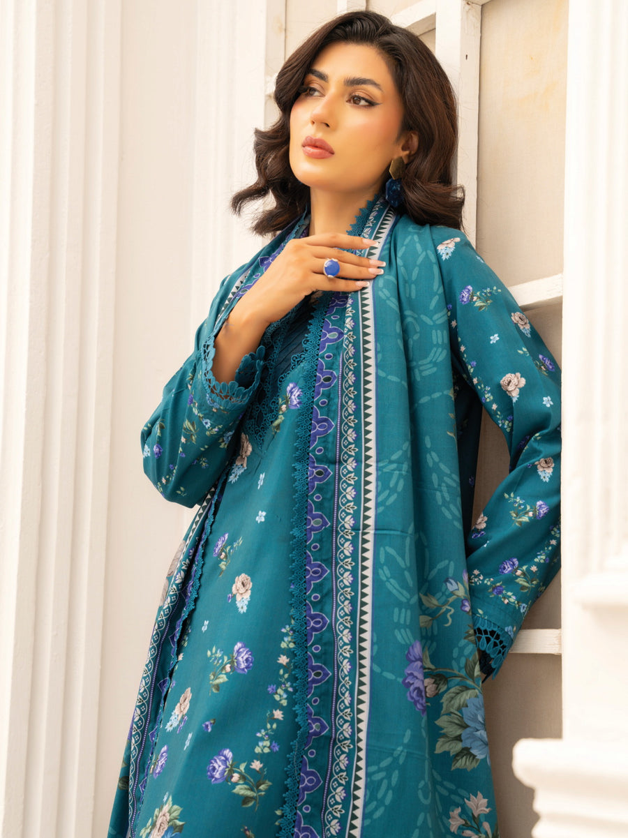 Zeenia Tehzeeb Digital Printed Linen Unstitched 3Pc Suit D-04