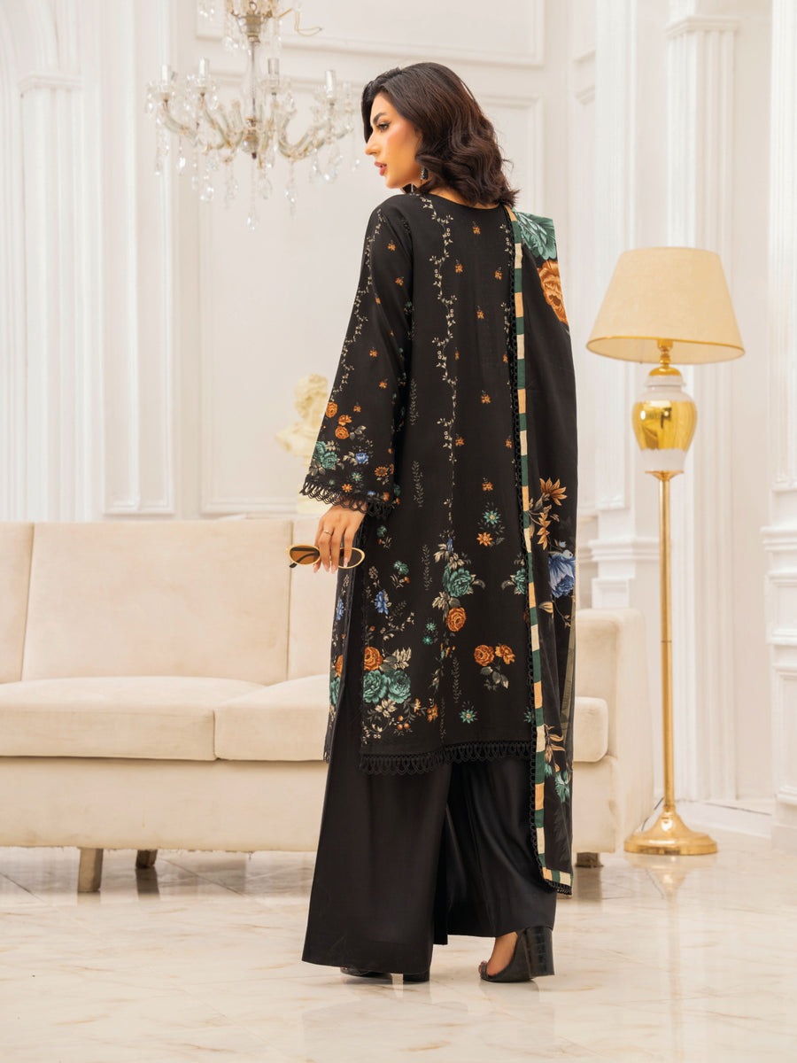 Zeenia Tehzeeb Digital Printed Linen Unstitched 3Pc Suit D-05