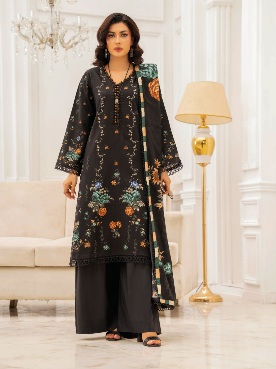 Zeenia Tehzeeb Digital Printed Linen Unstitched 3Pc Suit D-05