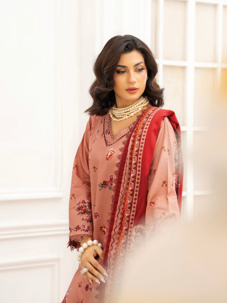 Zeenia Tehzeeb Digital Printed Linen Unstitched 3Pc Suit D-06