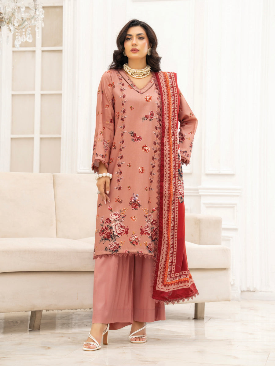 Zeenia Tehzeeb Digital Printed Linen Unstitched 3Pc Suit D-06