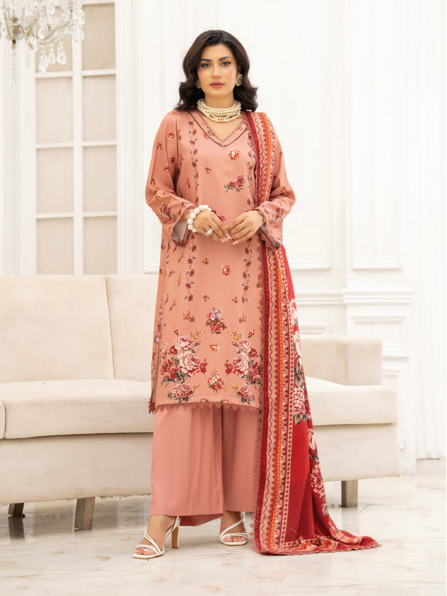Zeenia Tehzeeb Digital Printed Linen Unstitched 3Pc Suit D-06