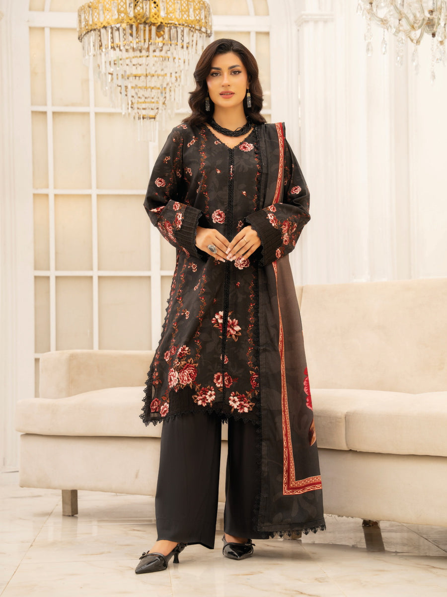 Zeenia Tehzeeb Digital Printed Linen Unstitched 3Pc Suit D-07