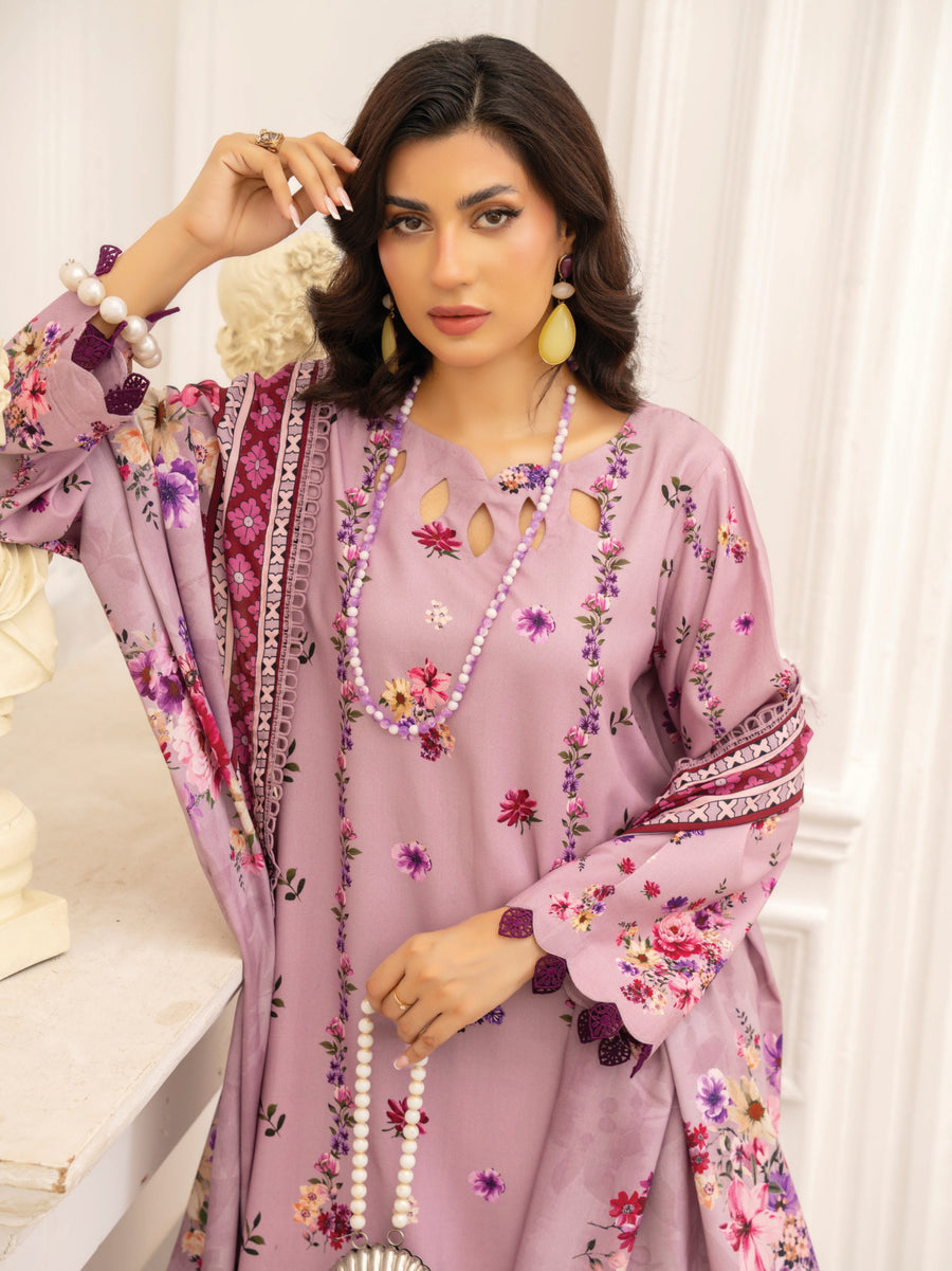 Zeenia Tehzeeb Digital Printed Linen Unstitched 3Pc Suit D-08