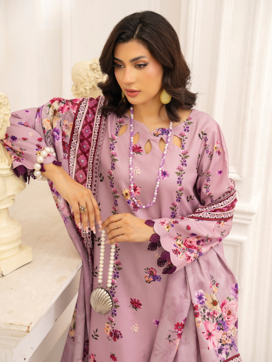 Zeenia Tehzeeb Digital Printed Linen Unstitched 3Pc Suit D-08