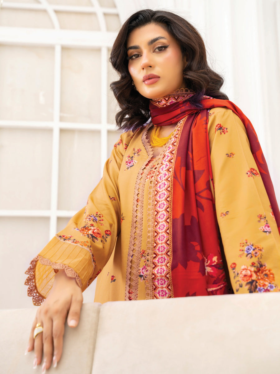Zeenia Tehzeeb Digital Printed Linen Unstitched 3Pc Suit D-09