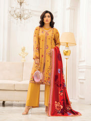 Zeenia Tehzeeb Digital Printed Linen Unstitched 3Pc Suit D-09