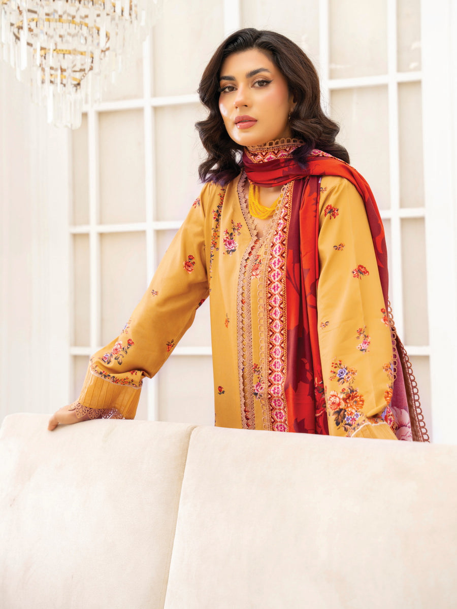 Zeenia Tehzeeb Digital Printed Linen Unstitched 3Pc Suit D-09