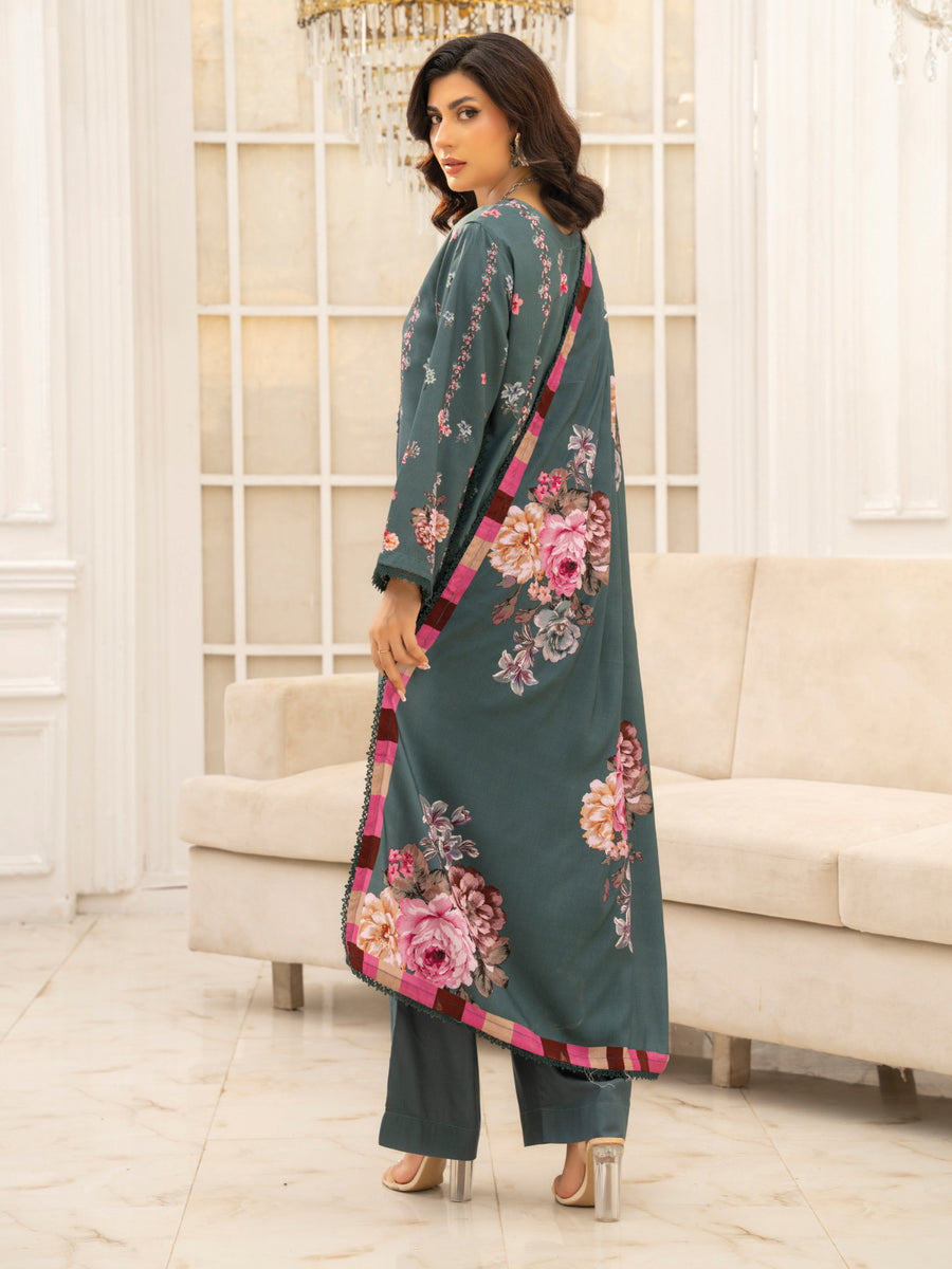 Zeenia Tehzeeb Digital Printed Linen Unstitched 3Pc Suit D-10