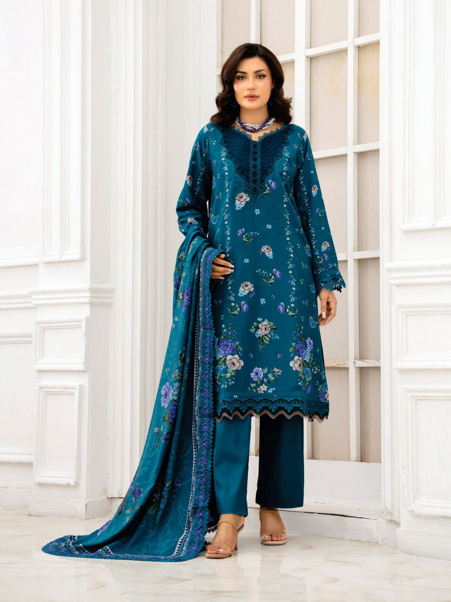 Zeenia Tehzeeb Digital Printed Linen Unstitched 3Pc Suit D-04