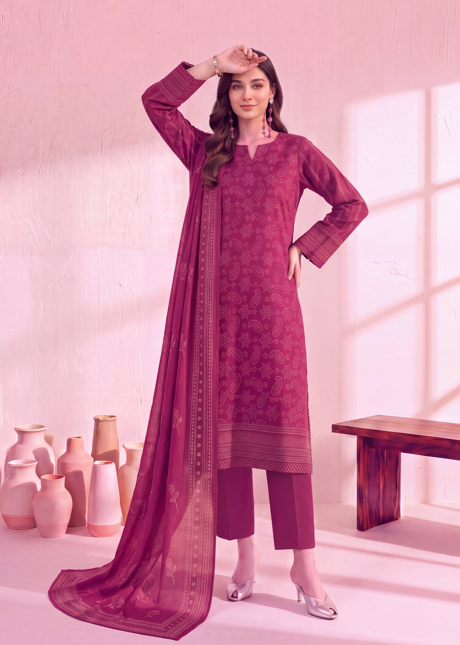 Zeenia Marina Digital Printed Dhanak Marina Unstitched 3Pc Suit JS-04 Paisley
