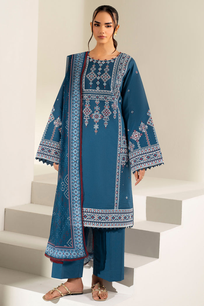 Farasha Summer Weaves Embroidered Lawn Unstitched 3Pc Suit - Pale Blue