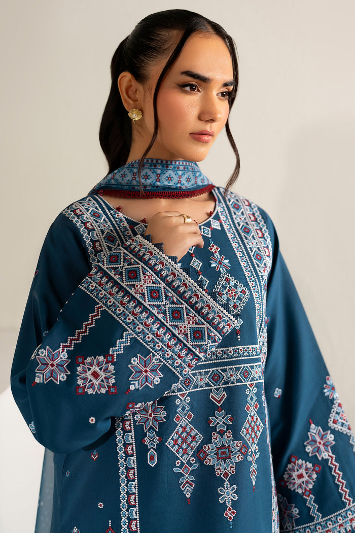 Farasha Summer Weaves Embroidered Lawn Unstitched 3Pc Suit - Pale Blue