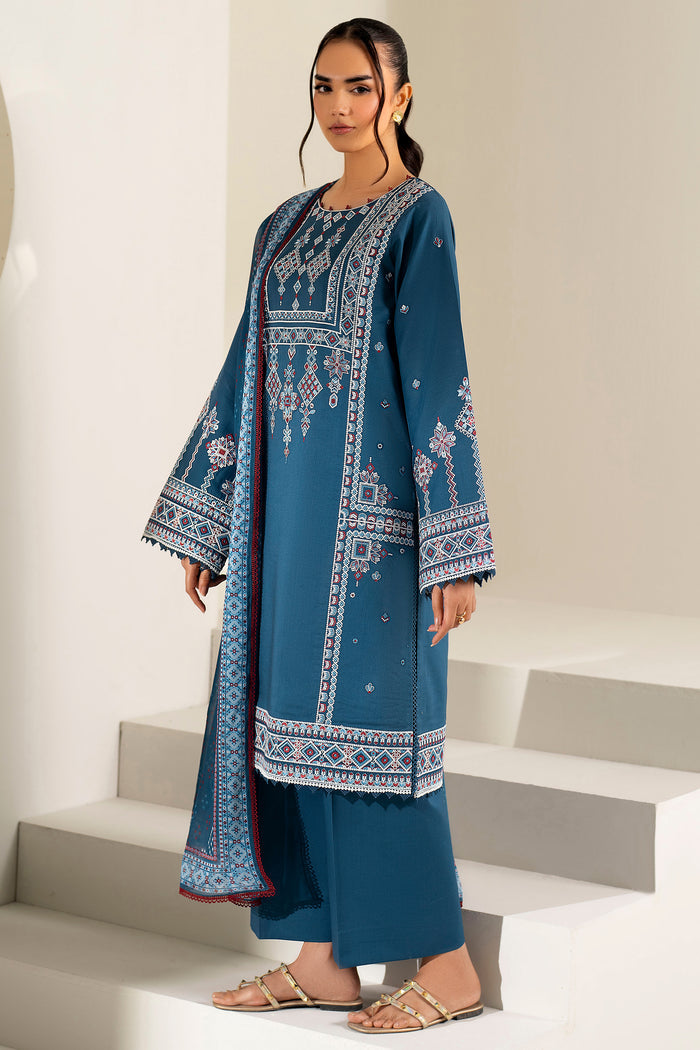 Farasha Summer Weaves Embroidered Lawn Unstitched 3Pc Suit - Pale Blue