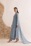 Farasha Luxury Formal Embroidered Chiffon Unstitched 3Pc Suit - Pale Slate