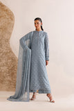 Farasha Luxury Formal Embroidered Chiffon Unstitched 3Pc Suit - Pale Slate