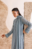 Farasha Luxury Formal Embroidered Chiffon Unstitched 3Pc Suit - Pale Slate