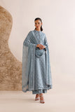 Farasha Luxury Formal Embroidered Chiffon Unstitched 3Pc Suit - Pale Slate