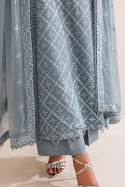 Farasha Luxury Formal Embroidered Chiffon Unstitched 3Pc Suit - Pale Slate