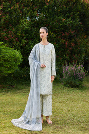 Farasha Sorine Summer Embroidered Lawn Unstitched 3Pc Suit - Palm Whisper