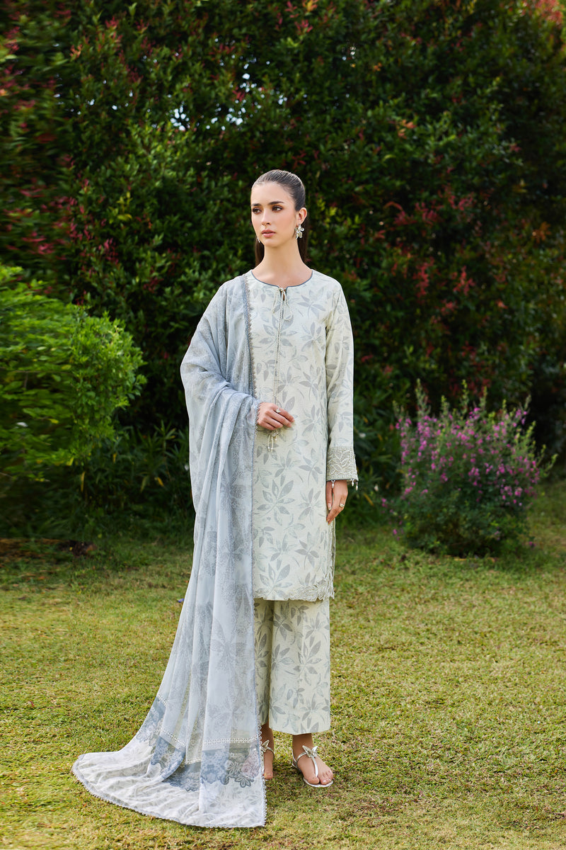 Farasha Sorine Summer Embroidered Lawn Unstitched 3Pc Suit - Palm Whisper