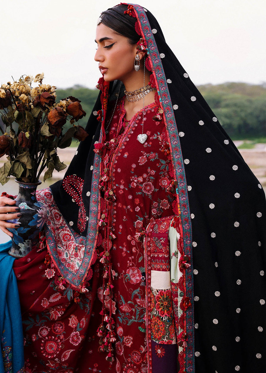 Hussain Rehar Embroidered Karandi Unstitched 3Pc Suit - Pankhuri
