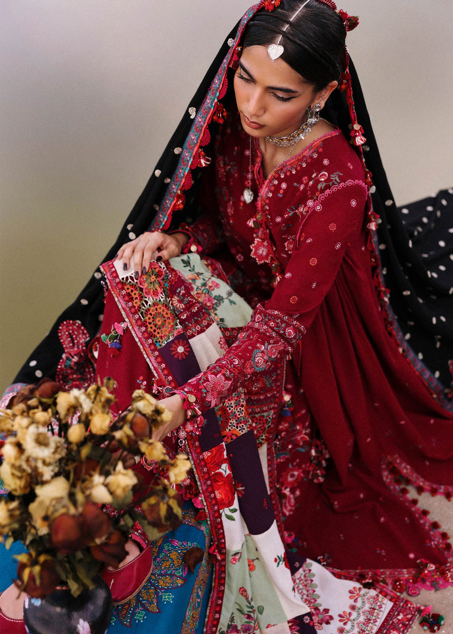 Hussain Rehar Embroidered Karandi Unstitched 3Pc Suit - Pankhuri