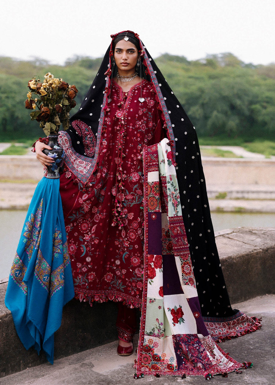 Hussain Rehar Embroidered Karandi Unstitched 3Pc Suit - Pankhuri