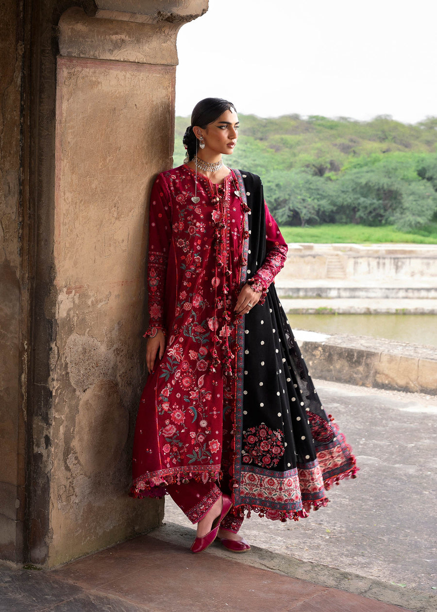 Hussain Rehar Embroidered Karandi Unstitched 3Pc Suit - Pankhuri