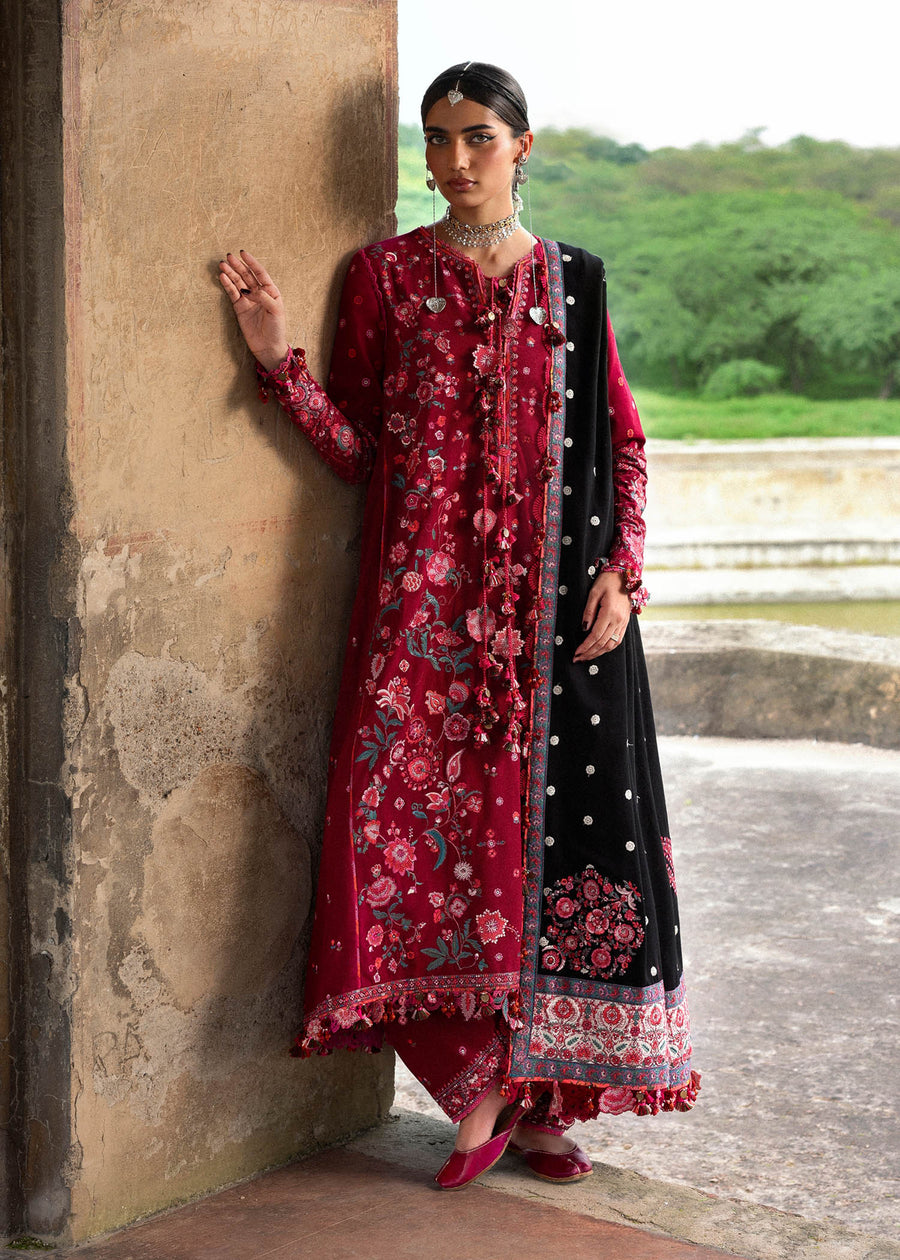 Hussain Rehar Embroidered Karandi Unstitched 3Pc Suit - Pankhuri