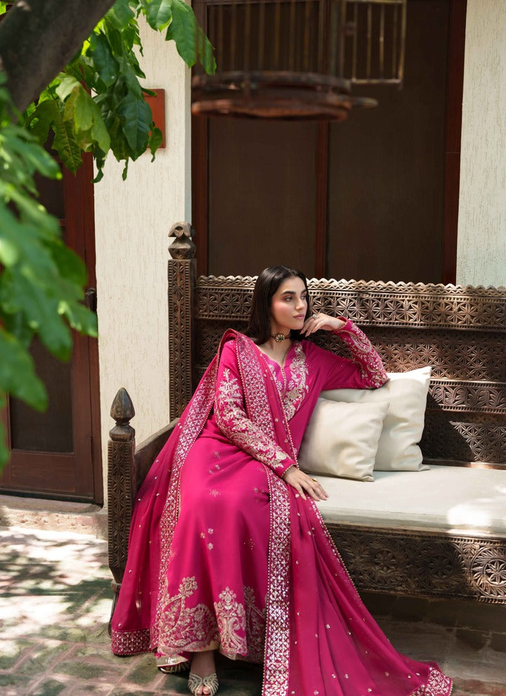 Neeshay Shagun Embroidered Raw Silk Unstitched 3Pc Suit - PARISA