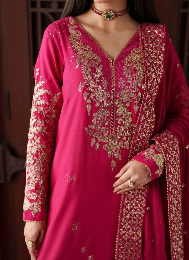 Neeshay Shagun Embroidered Raw Silk Unstitched 3Pc Suit - PARISA