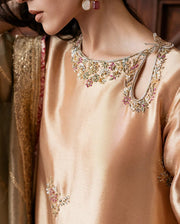Mushq Sunehri Ramsha Edit Zari Tissue Silk Stitched 3Pc Suit - Parisa