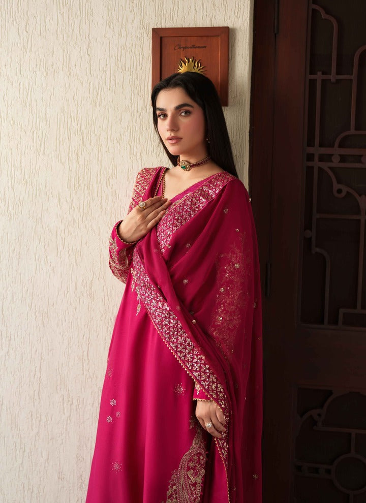 Neeshay Shagun Embroidered Raw Silk Unstitched 3Pc Suit - PARISA