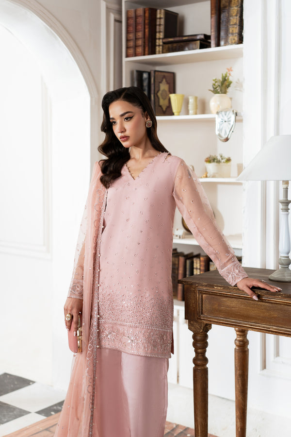 Azzal Mishri Festive Embroidered Organza Unstitched 3Pc Suit M-04 Parisa