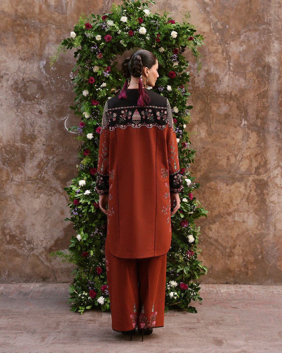 Jugnu Lahore Womenswear Embroidered Khaddar Unstitched 3Pc Suit - PARSA