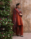 Jugnu Lahore Womenswear Embroidered Khaddar Unstitched 3Pc Suit - PARSA