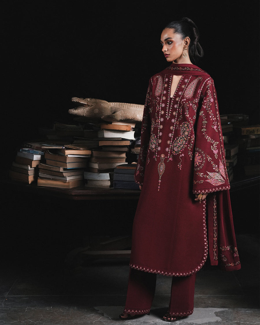 Jugnu Lahore Womenswear Embroidered Karandi Unstitched 3Pc Suit - PARUL