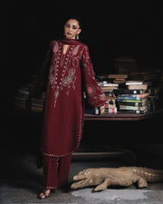 Jugnu Lahore Womenswear Embroidered Karandi Unstitched 3Pc Suit - PARUL
