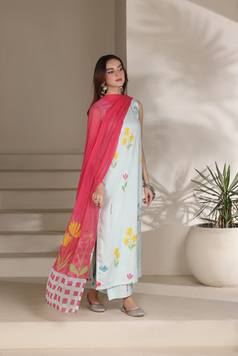 Feathers The Imperial Bloom Printed Lawn Unstitched 3Pc Suit Pastel Breeze-FT657
