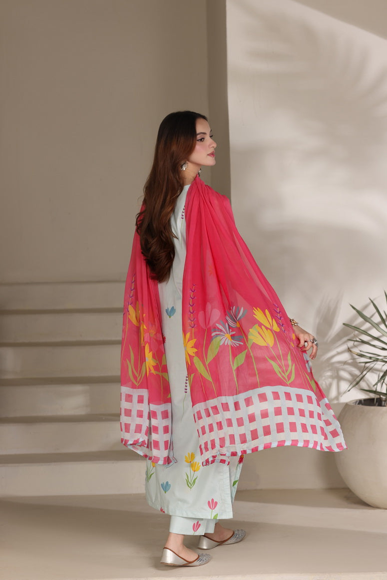 Feathers The Imperial Bloom Printed Lawn Unstitched 3Pc Suit Pastel Breeze-FT657