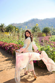 Farasha Summer Co Ords Printed Lawn Unstitched 3Pc Suit - Pastel Haze
