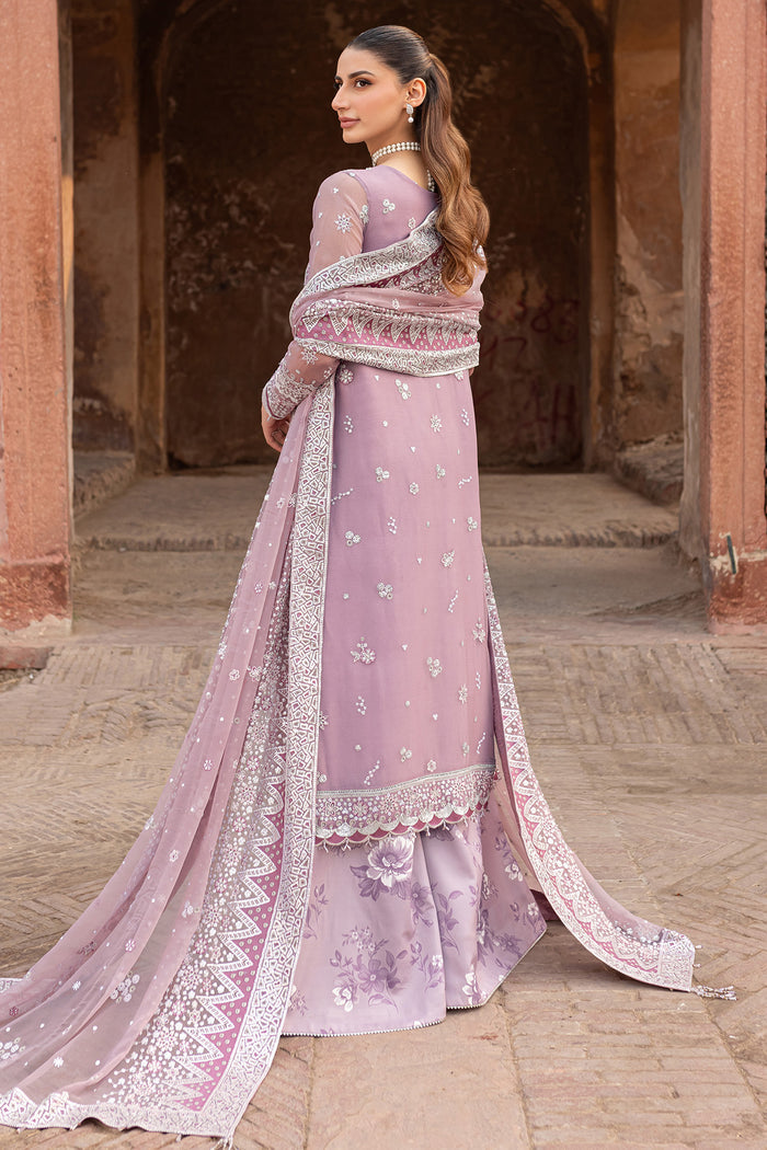 Farasha Ritzier Embroidered Chiffon Unstitched 3Pc Suit - Pastel Mist