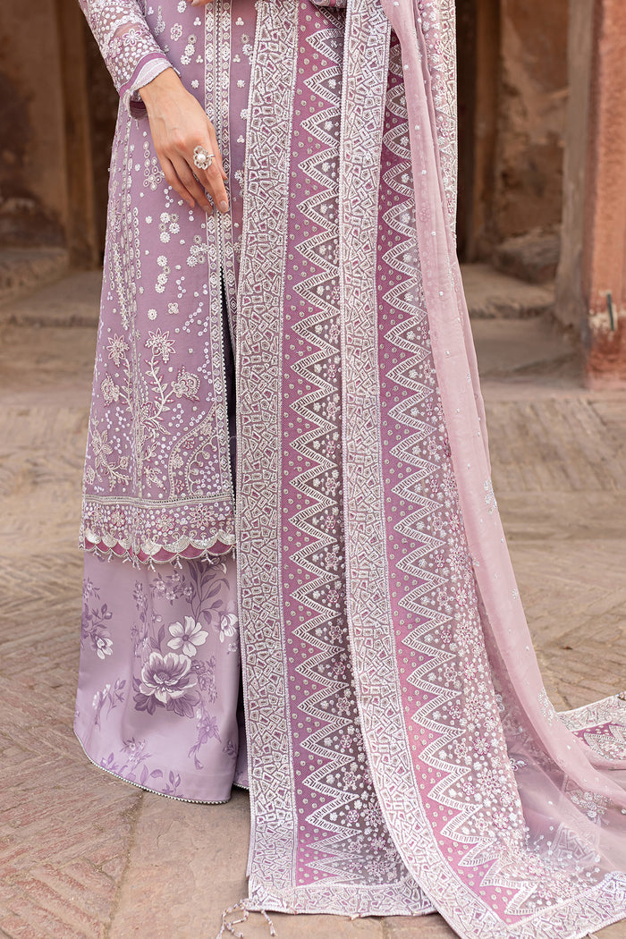 Farasha Ritzier Embroidered Chiffon Unstitched 3Pc Suit - Pastel Mist