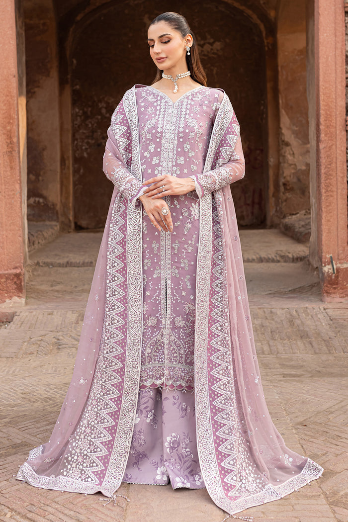 Farasha Ritzier Embroidered Chiffon Unstitched 3Pc Suit - Pastel Mist
