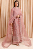 Farasha Luxury Formal Embroidered Net Unstitched 3Pc Suit - Pastel Peach